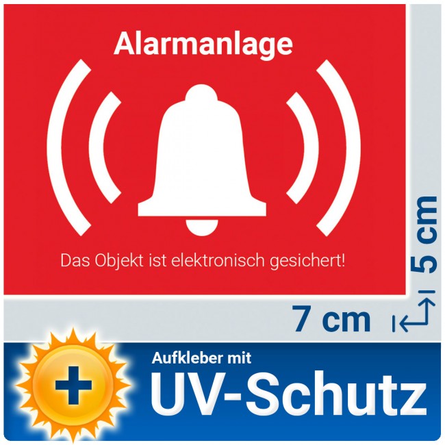 5x Aufkleber Alarmanlage mit UV-Schutz, Aussenklebend, 7x5cm - Alarm / Video