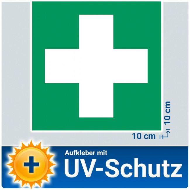 5x Aufkleber Erste Hilfe mit UV-Schutzlaminat, 10x10cm - Rettung