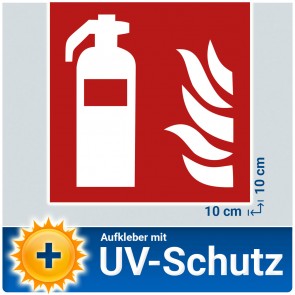 5x Feuerlöscher Aufkleber Sticker, Brandschutzzeichen Schild mit UV-Schutz, Aussenklebend, Hinweis Piktogramm Symbol Feuerlöscherkasten für Haus, B